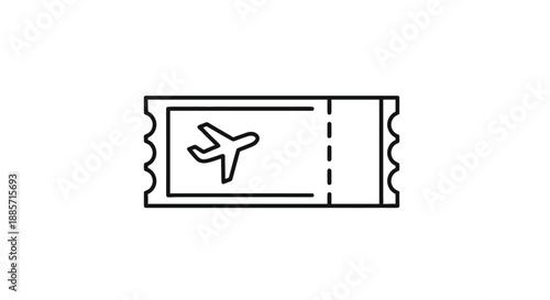 Airplane Ticket Icon in Simple Line Art with Black Color on White Background for Travel Website