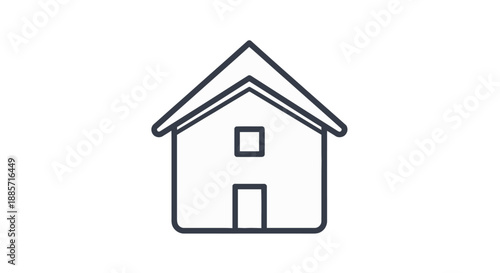 Simple house icon in minimalist style with dark outline on white background for real estate