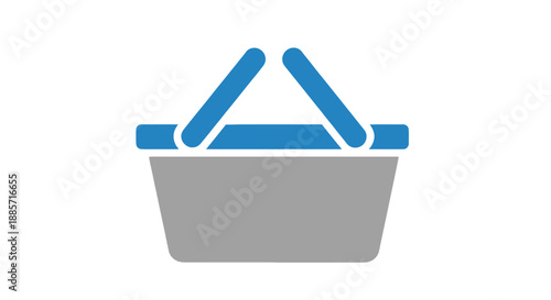 Shopping Bag Icon in Simple Flat Design with Blue Color Scheme on White Background for E-commerce