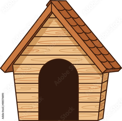 Wooden Dog House Illustration With Simple Cartoon Design For Pet Shelter And Animal Care
