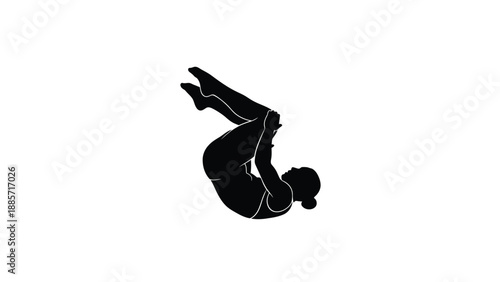 A person doing a backbend with silhouette and yoga and fitness and exercise on white background