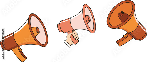 Megaphone Loudspeaker Illustration Set With Handheld And Portable Announcement Devices Isolated On White