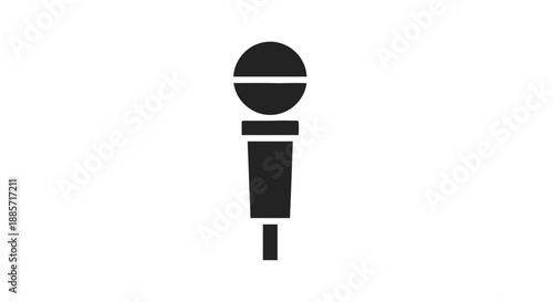 Microphone in simple flat design with dark color on white background for logo or icon