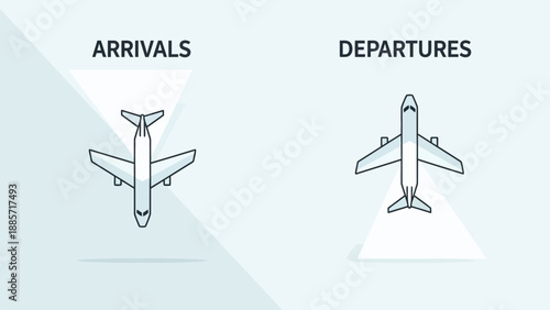 Airplanes illustration arrivals and departures iconography for aviation concepts
