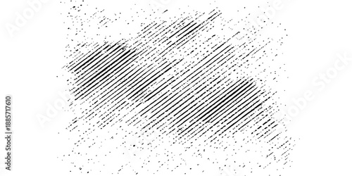 Black vector fingerprint illustration on a white background featuring a grunge texture and technological line art design for a modern pattern concept