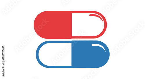 Pills, Medical Capsules, Red and Blue, Isolated on White Background, for Healthcare Advertising