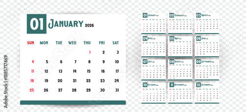 Colorful abstract calendar design with geometric shapes and modern aesthetic