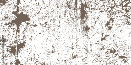 Aged brown grunge pattern of a rough and dirty old rusty metal surface texture with a weathered concrete material backdrop