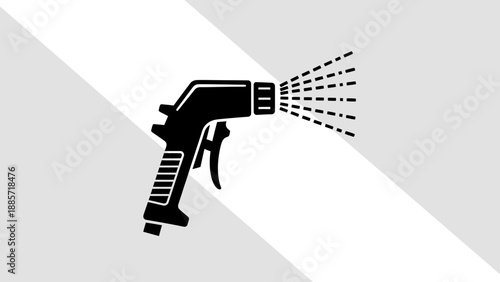 Black and white spray gun illustration for cleaning and maintenance