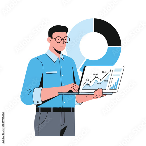 Businessman Analyzing Data on Laptop