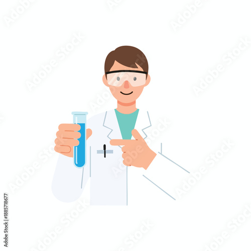 Scientist Examining Test Tube with Blue Liquid