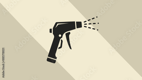 Black spray bottle silhouette against diagonal background
