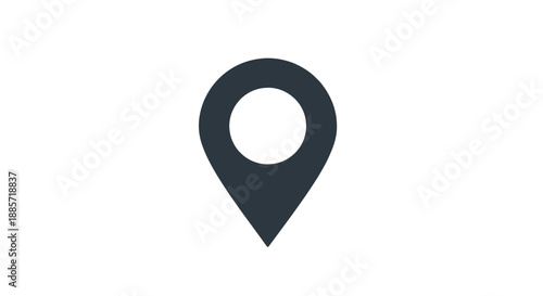 Map pin icon in minimalist design with dark gray color on white background for navigation and location services