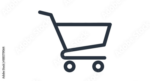 Shopping Cart Icon in Simple Minimalist Design with Dark Blue Color on White Background for E-commerce