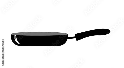 Frying Pan Silhouette Minimalist Black Modern Kitchenware on White Background for Cooking Essentials