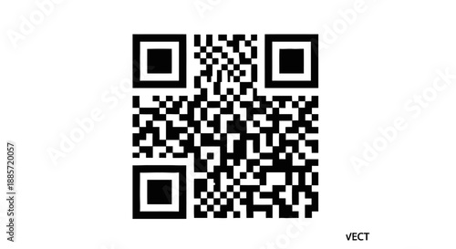QR code with vector logo in black and white pixelated design on plain background for mobile payment