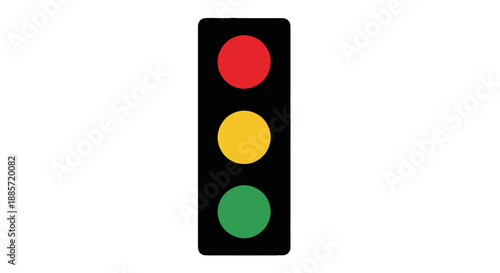 Traffic Light with Red, Yellow, and Green Lights in Simple Design with Bright Lighting for Urban Infrastructure