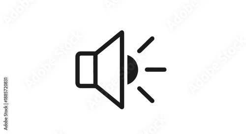 Megaphone Icon in Simple Flat Design with Bold Lines and White Background for Social Media