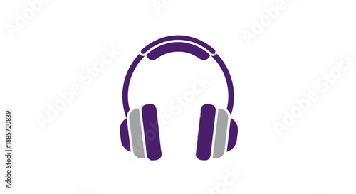 Purple Headphones in Modern Minimalist Design with Simple White Background for Music Accessories