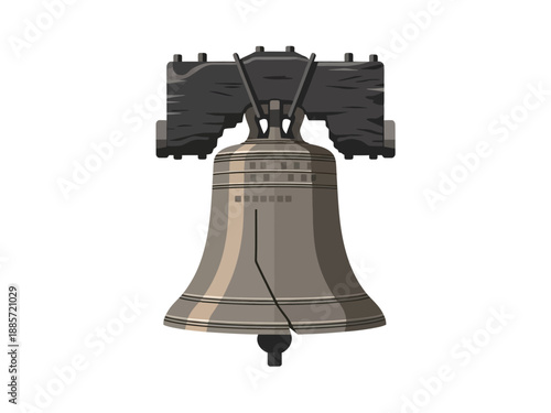 Stylized illustration of the Liberty Bell with a prominent vertical crack