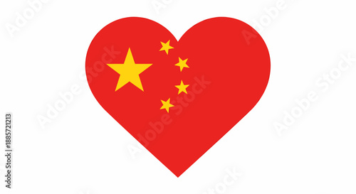 Chinese flag in heart shape, symbolizing love and patriotism for China, perfect for national pride and cultural expression