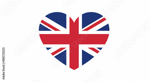 Heart-shaped icon featuring the United Kingdom flag, symbolizing love, patriotism, and national pride for Great Britain and its culture, perfect for celebrating national identity