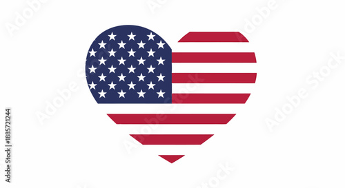 American flag in the shape of a heart, a symbol of patriotism and love for the United States of America