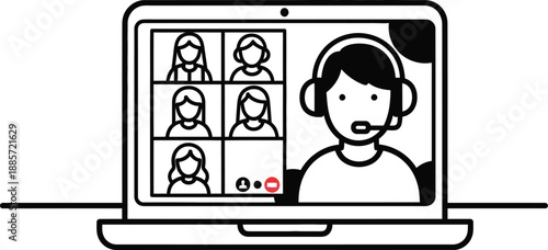 Online meeting or virtual classroom illustration