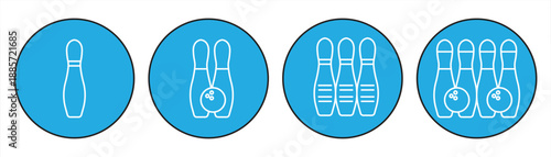 Bowling icon set. Bowling symbols, balls, pins, for apps and websites, EPS 10, vector illustration.

