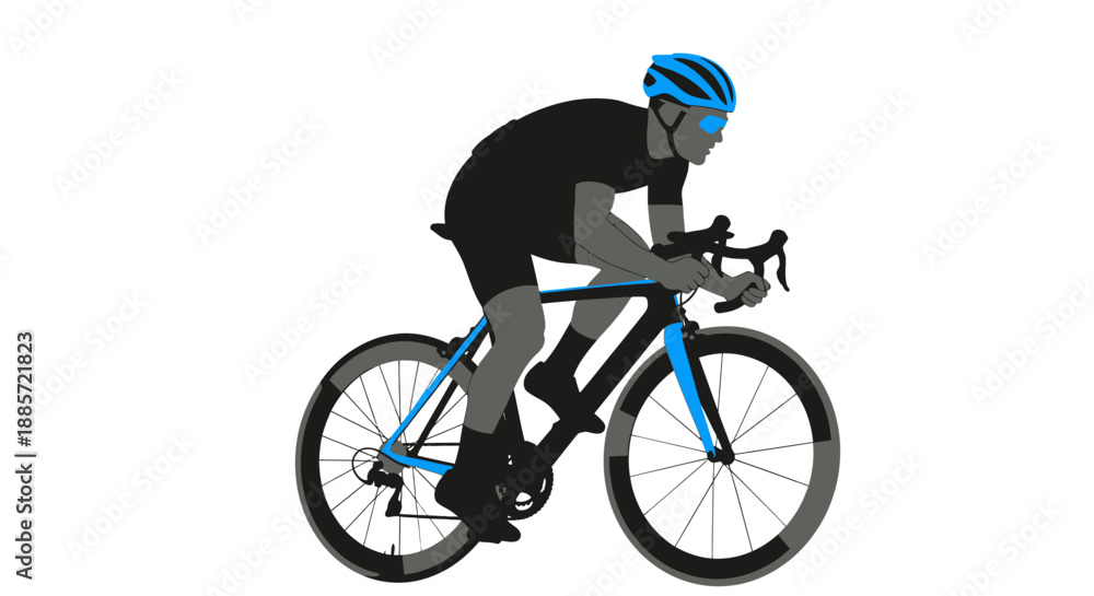 Naklejka premium Cyclist riding road bike in dynamic motion