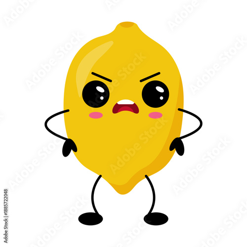 Cute Kawaii Lemon Winking Cartoon Character