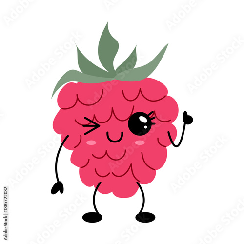Cute Kawaii Raspberry Cartoon Character Illustration