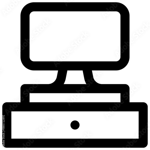 Cash register. Editable stroke vector icon.
