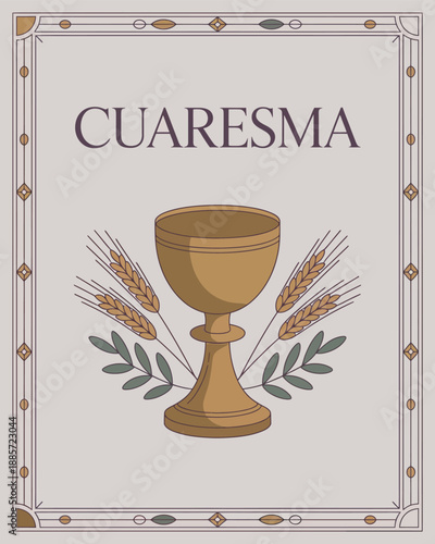 Cuaresma with Chalice and Wheat Symbol for Lent Reflection