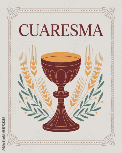 Cuaresma with Chalice and Wheat Symbol for Lent Reflection