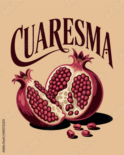 Cuaresma with Pomegranate Symbol for Lent Reflection