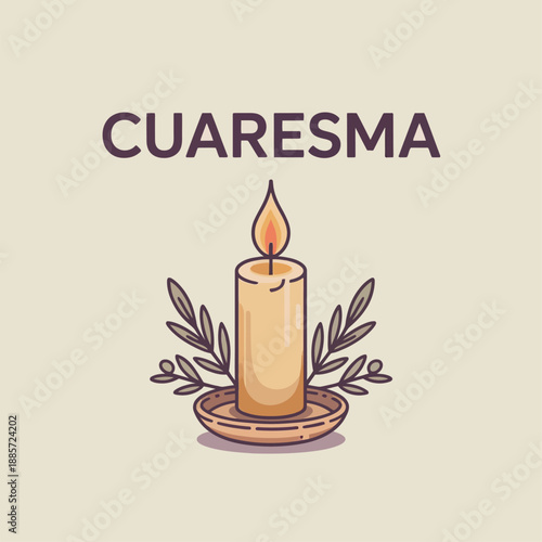 Cuaresma with Candle and Olive Branch Design for Lent Reflection