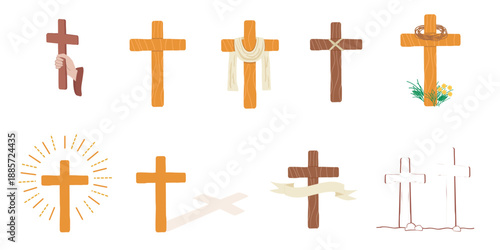 Catholic Crosses Set for Easter and Christian Designs
