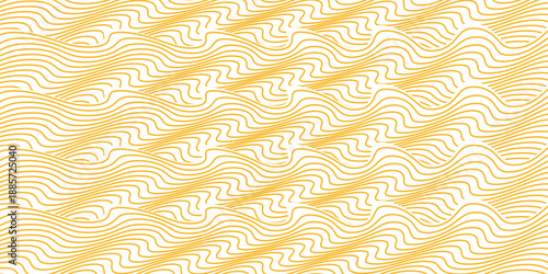 Yellow instant noodle, pasta and spaghetti texture with geometric wavy lines. Ramen, pasta vector pattern. Background abstract food illustration