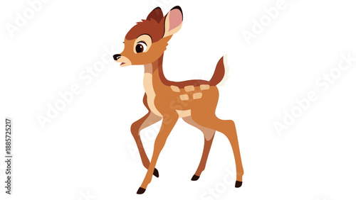 Bambi Deer Illustration Vector Style Graphic Cute Fawn Character for Children's Books and Animation Design