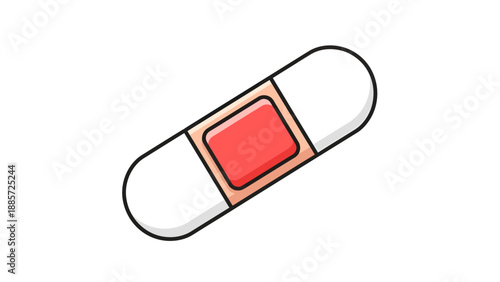 Bandage Plaster Medical First Aid Wound Care Adhesive Strip Icon Vector Illustration Style Isolated on White Background