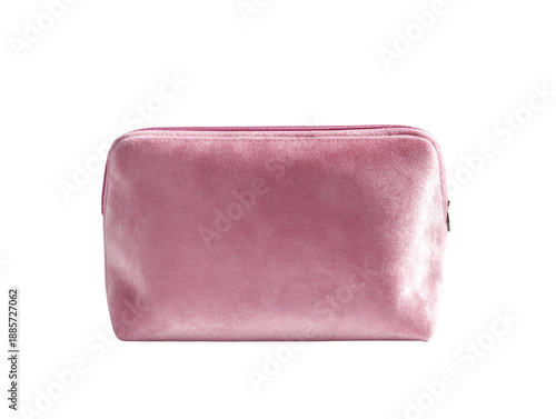 A close-up view of a pink cosmetic bag Isolated Transparent Background, PNG