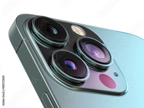 Close-up shot of the smartphone's camera array, with its advanced lens system Isolated Transparent Background, PNG