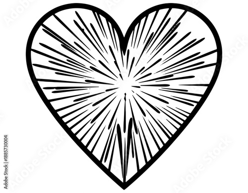 Romantic Radiating Heart Icon Vector Illustration. Minimalist Love Symbol with Light Rays for Valentine Day, Wedding Celebration, Spiritual Connection, and Passionate Concept Design.