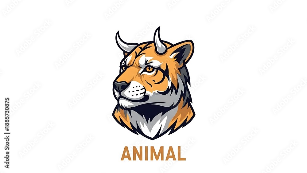 Fototapeta premium Tiger Head Illustration with Animal Text.