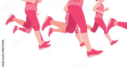 Dynamic close-up of athletes' legs in full stride, captured during a running race or marathon, symbolizing speed, endurance, and the pursuit of fitness goals.