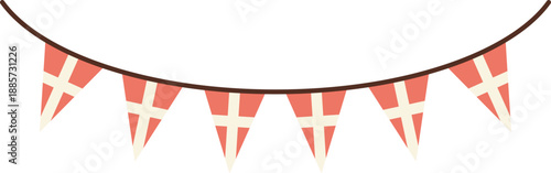 Danish Flag Bunting Garland vector shape