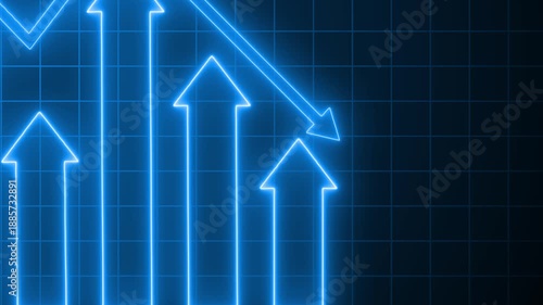 Wallpaper Mural Futuristic Neon Finance Graph and Arrow, Neon Graph with Upward and Downward Arrows Torontodigital.ca