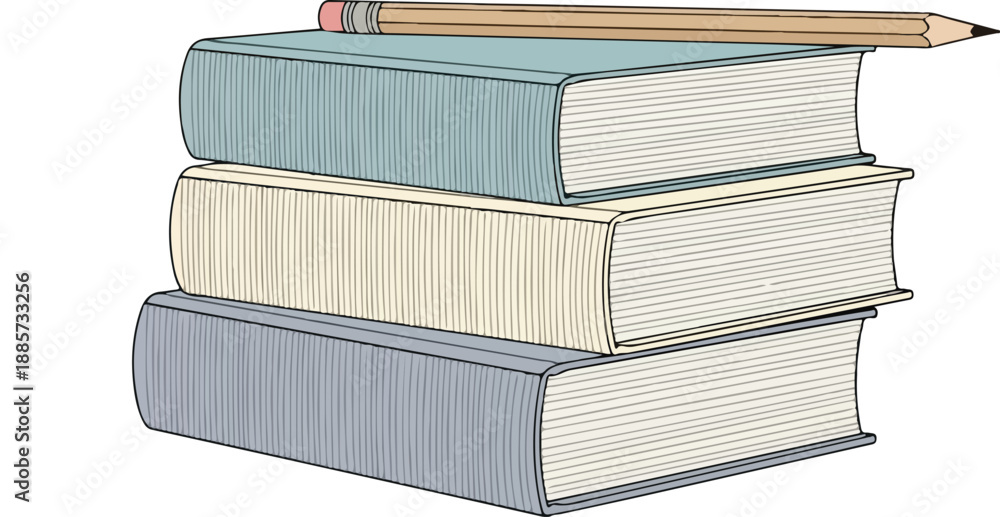 Fototapeta premium Stack of Books with Pencil