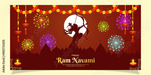 Vector illustration of Rama Navami social media template